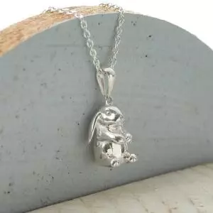 Personalised Sterling Silver Lop Eared Rabbit Necklace